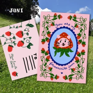 Postkarte und Kuvert in rosa